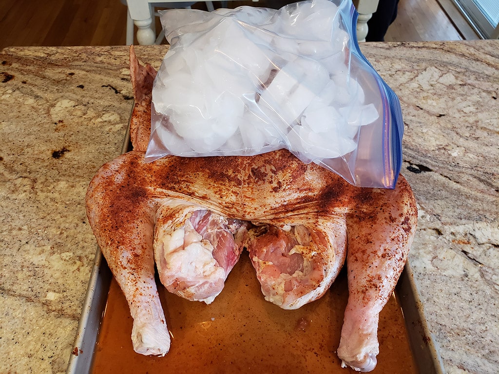 bbq spatchcock turkey ice on breast