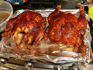 beer can chicken with BBQ sauce