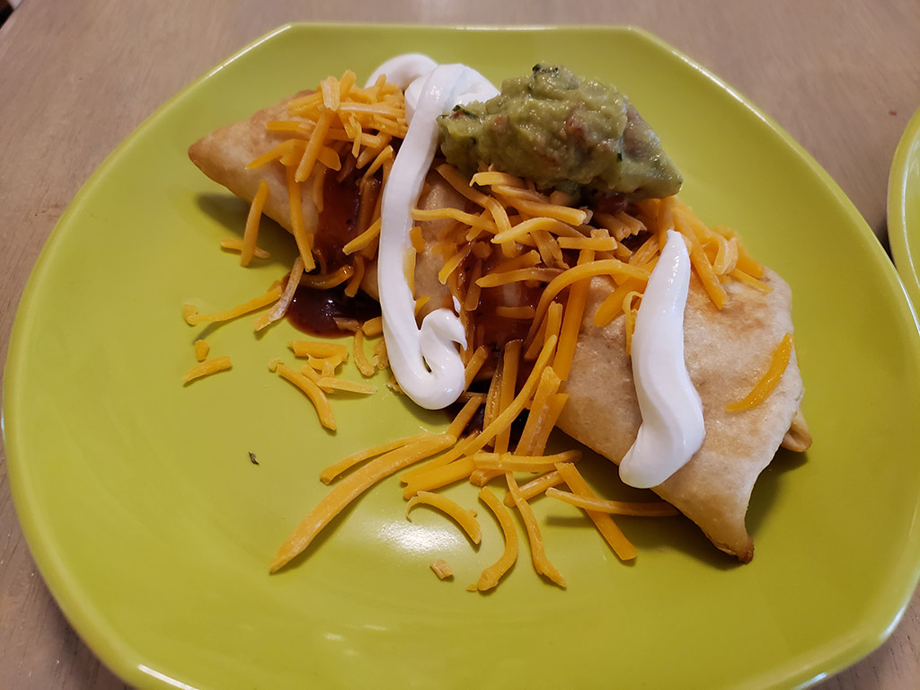 pulled pork chimichanga with cheese