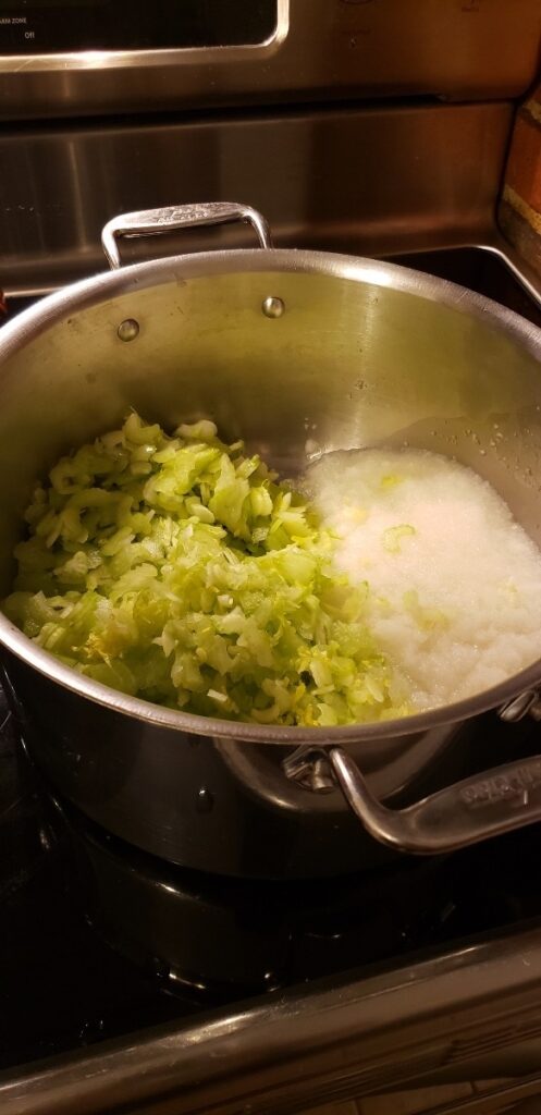 Celery And Onion In Pan
